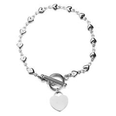 Korean fashion heart charm stainless steel bracelet