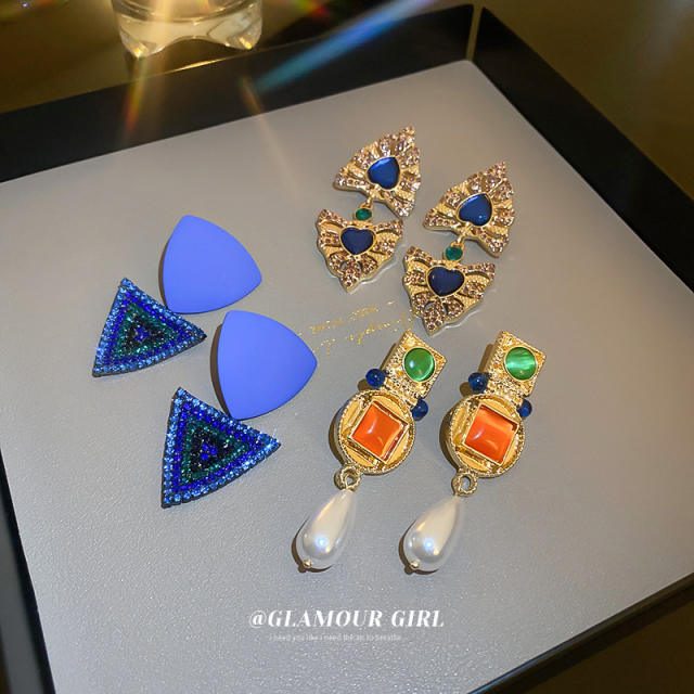 Boho colored geometric earrings