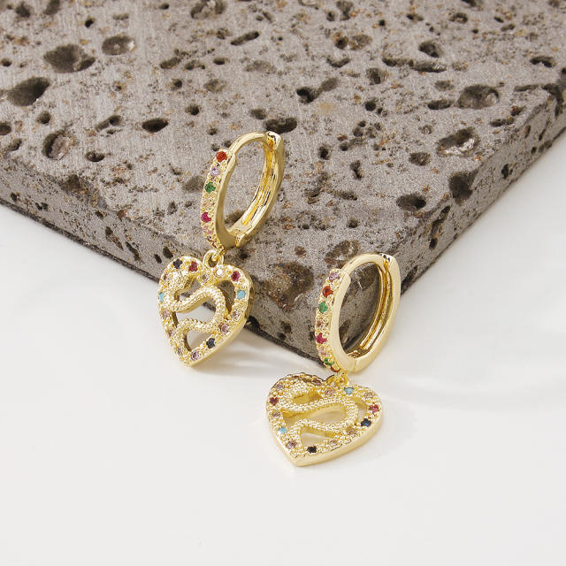 Heart drop huggie earrings