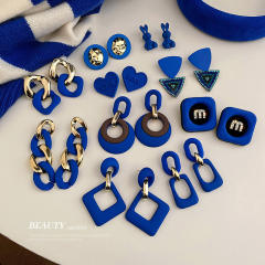 S925 needl blue color series earrings