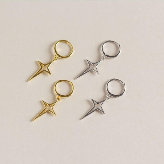 S925 cross huggie earrings