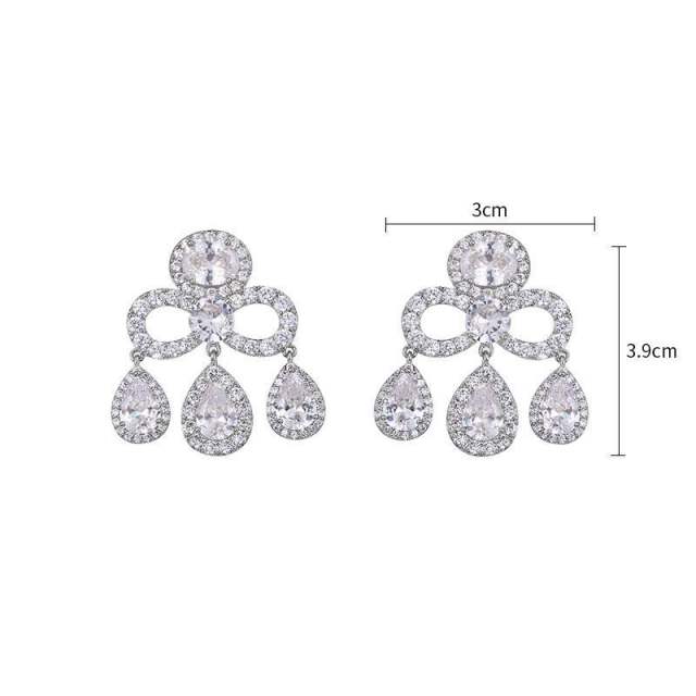 Elegant drop cubic zircon wedding earrings