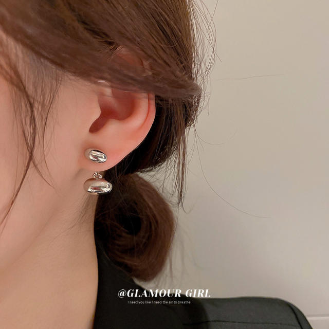 Silver needle metal ball unique earrings