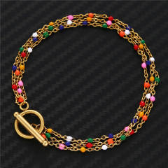 Candy color beads layer stainless steel bracelet