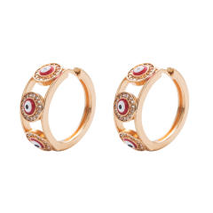 Enamel evil eye huggie earrings