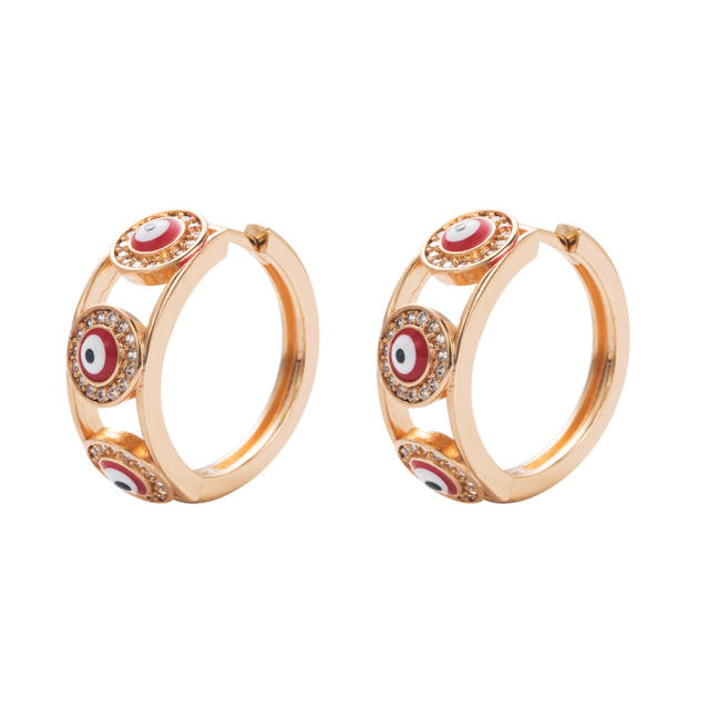 Enamel evil eye huggie earrings