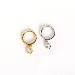 S925 zircon drop huggie earrings