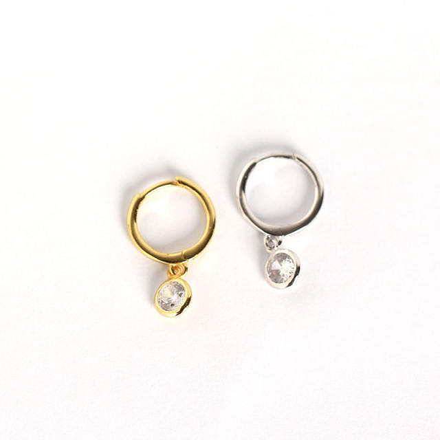 S925 zircon drop huggie earrings