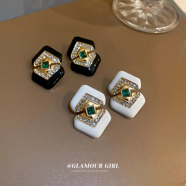 Vintage enamel ear studs