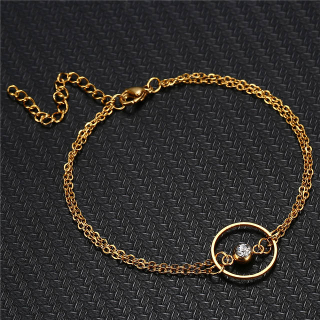 Elegant dainty circle stainless steel bracelet