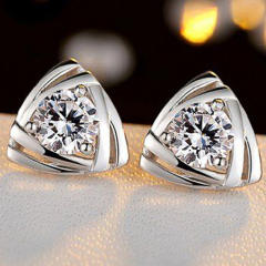 Cubic zircon triangle ear studs