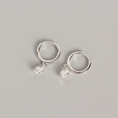 S925 zircon drop huggie earrings