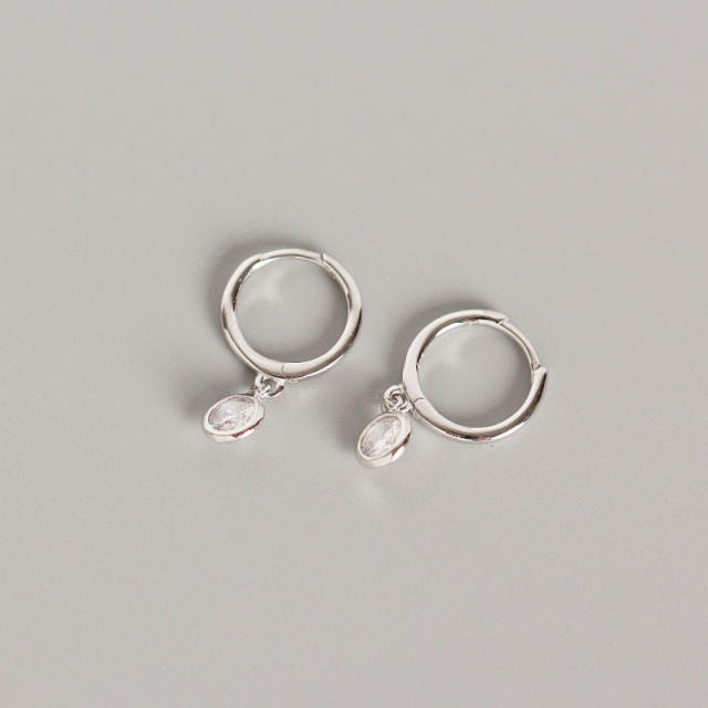 S925 zircon drop huggie earrings