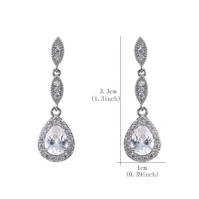 Classic cubic zircon drop earrings