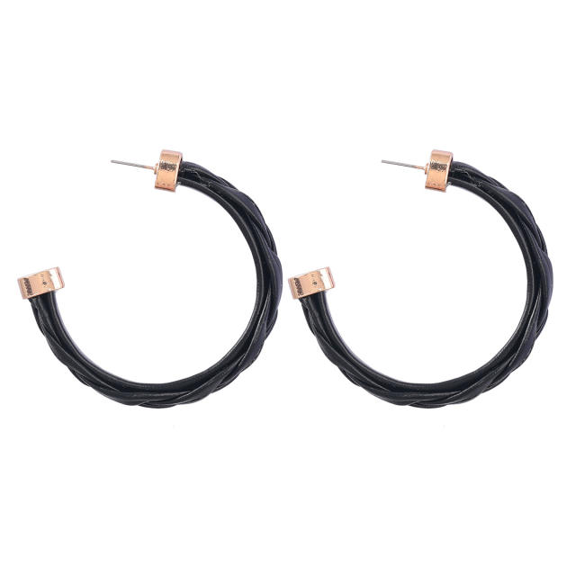 Colored braided resin open hoop earrings