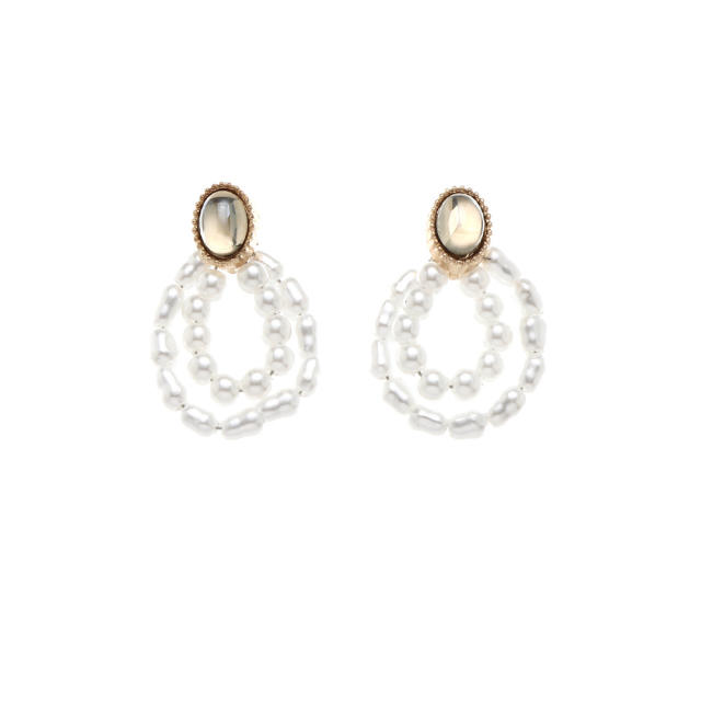 Gem pearl earrings