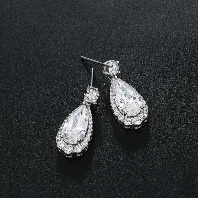 Cubic zircon elegant drop earrings