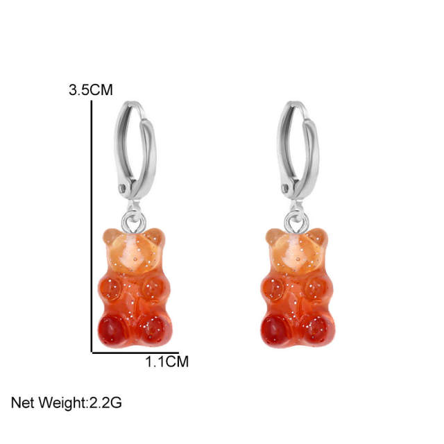 Cute jellly bear colored huggie earrings