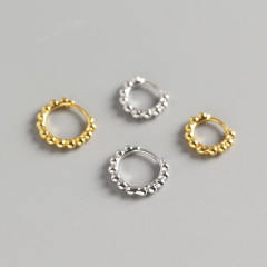 S925 silver beaded huggie earrings