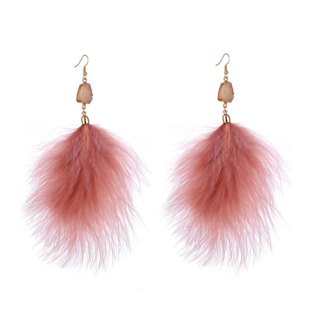 Feather plush earrings