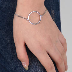 Concise dainty circle stainless steel bracelet
