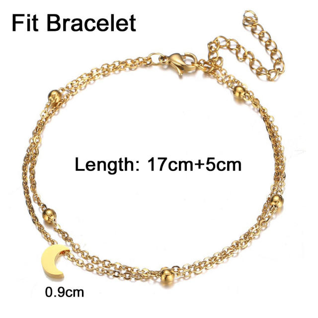 Two layer dainty stainless steel bracelet