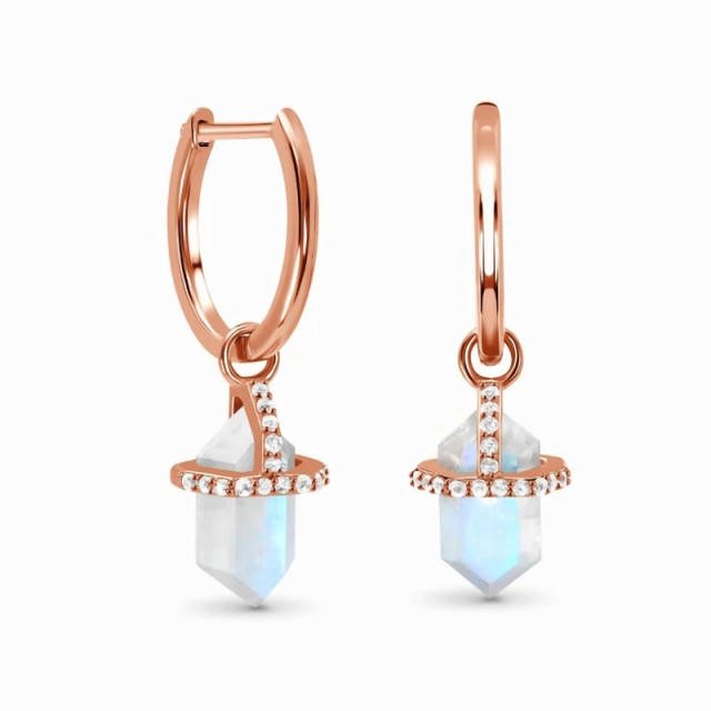 Moonstone Hexagonal column earrings