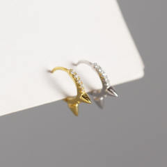 S925 silver rivet diamond huggie earrings