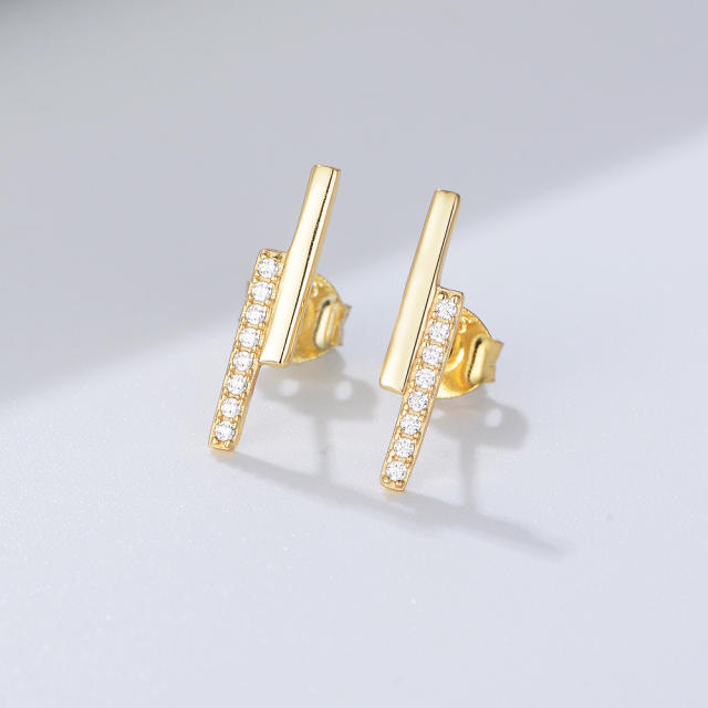 S925 sterling silver diamond ear studs