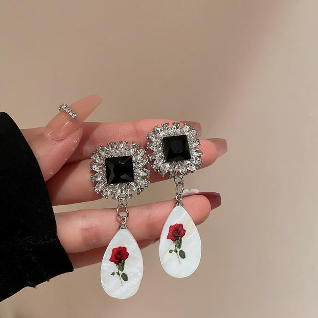 Vintage acrylic drop diamond earrings
