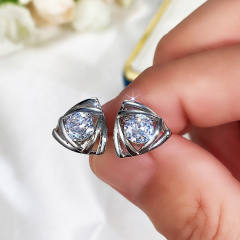 Cubic zircon triangle ear studs