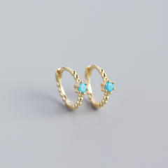 S925 beads diamond huggie earrings