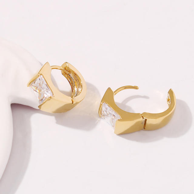 Zircon huggie earrings
