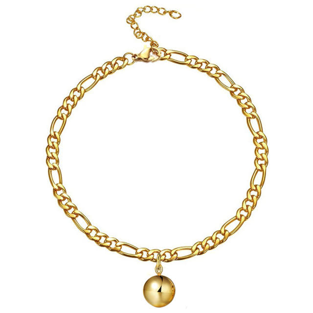 Figaro chain charm stainless steel anklet