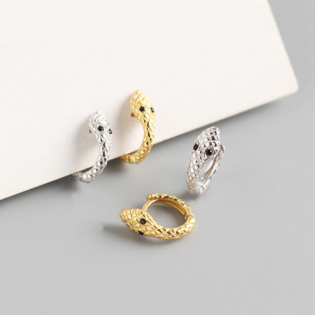 S925 snake huggie earrings