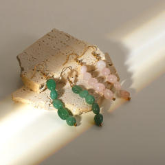Natural stone bead 18KG stainless steel earrings