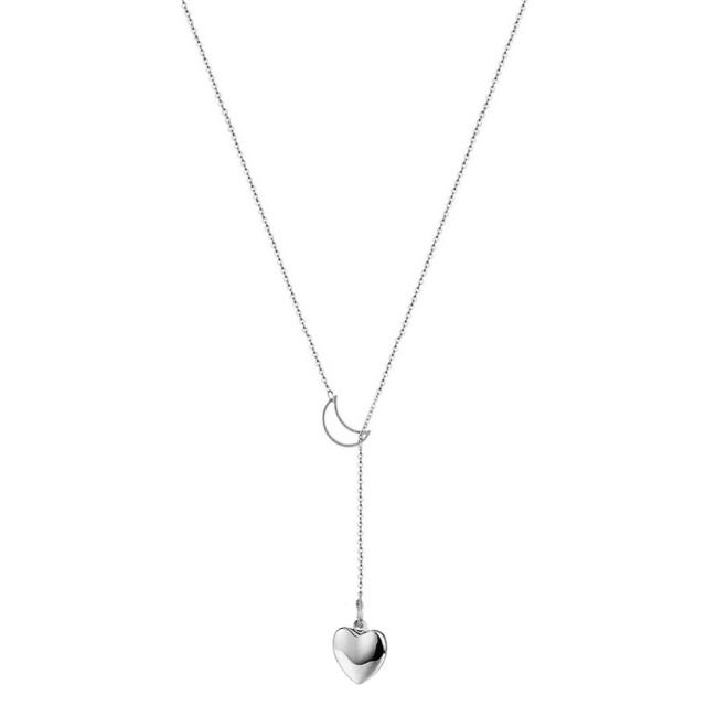Hollow moon dainty stainless steel necklace lariet necklace