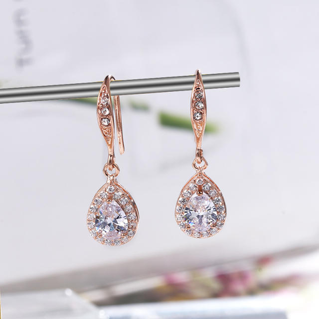 Drop cubic zircon bridal earrings