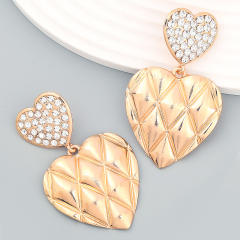 Metal feeling heart dangle earrings