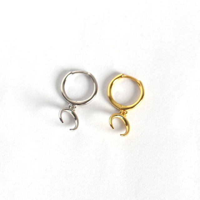 S925 moon huggie earrings