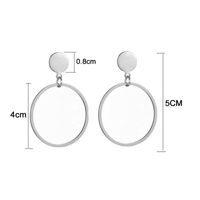 Geometric circle stainless steel earrings