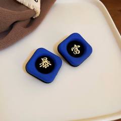 S925 needl blue color series earrings