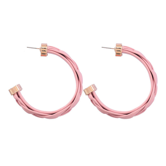 Colored braided resin open hoop earrings