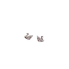 S925 needle diamond swan ear studs