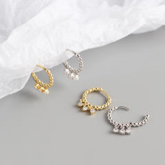 S925 beaded huggie earrings