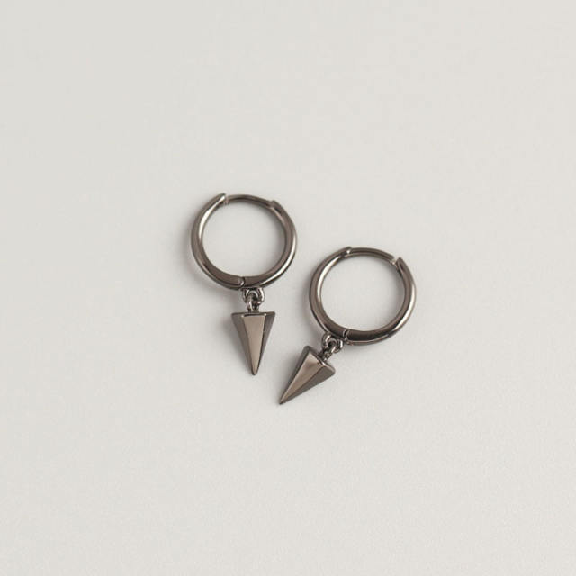 S925 rivet drop huggie earrings