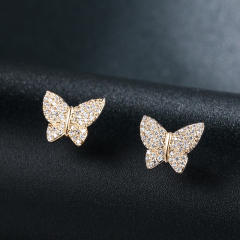 Diamond butterfly ear studs