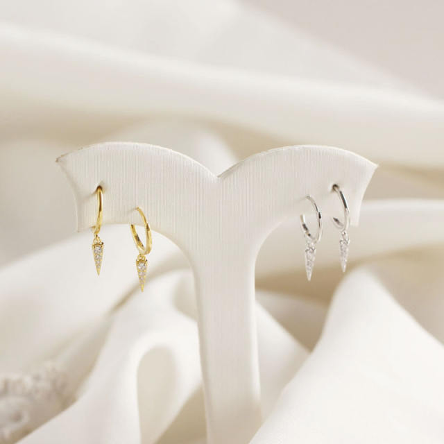 S925 silver diamond huggie earrings
