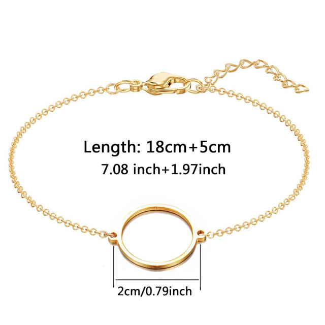 Concise dainty circle stainless steel bracelet