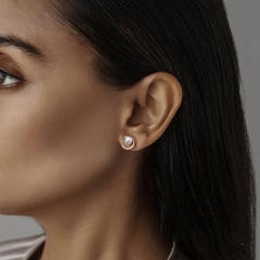 S925 sterling silver moonstone ear studs